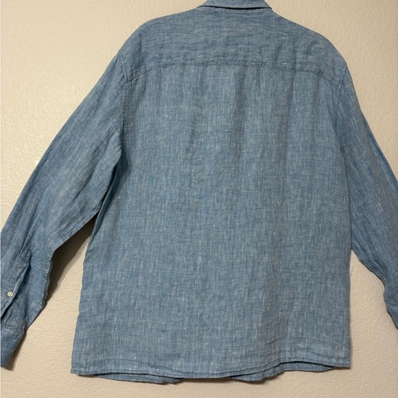 Men’s Abercrombie & Fitch Light Blue Linen Button Down. Long Sleeve. Office - Picture 2 of 11